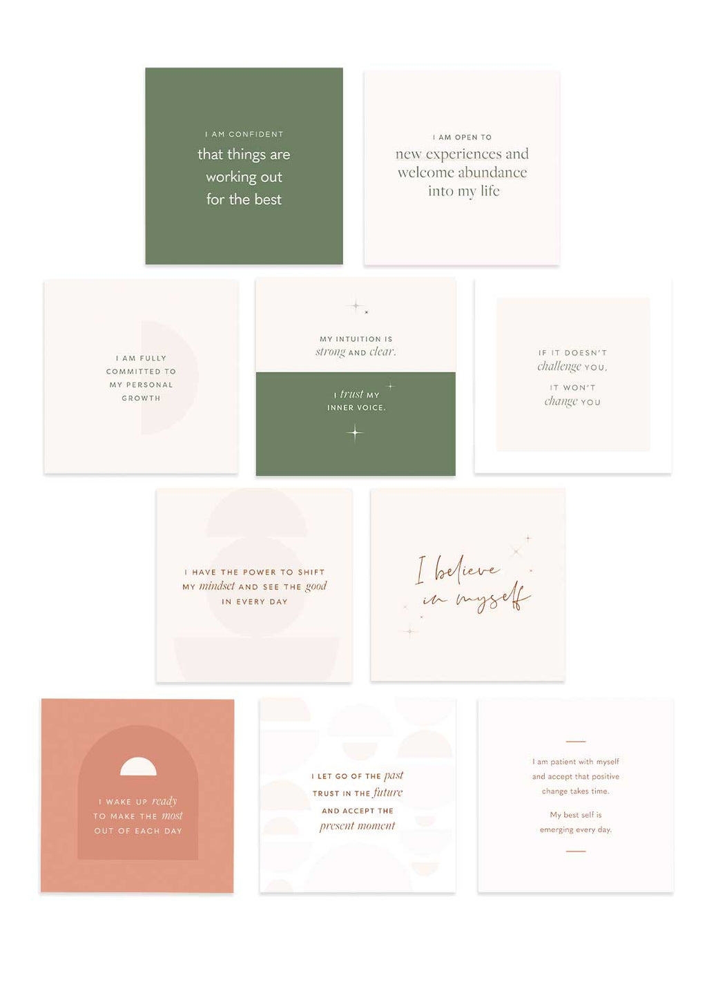 'I am' Affirmation Card Bundle with Wooden Holder