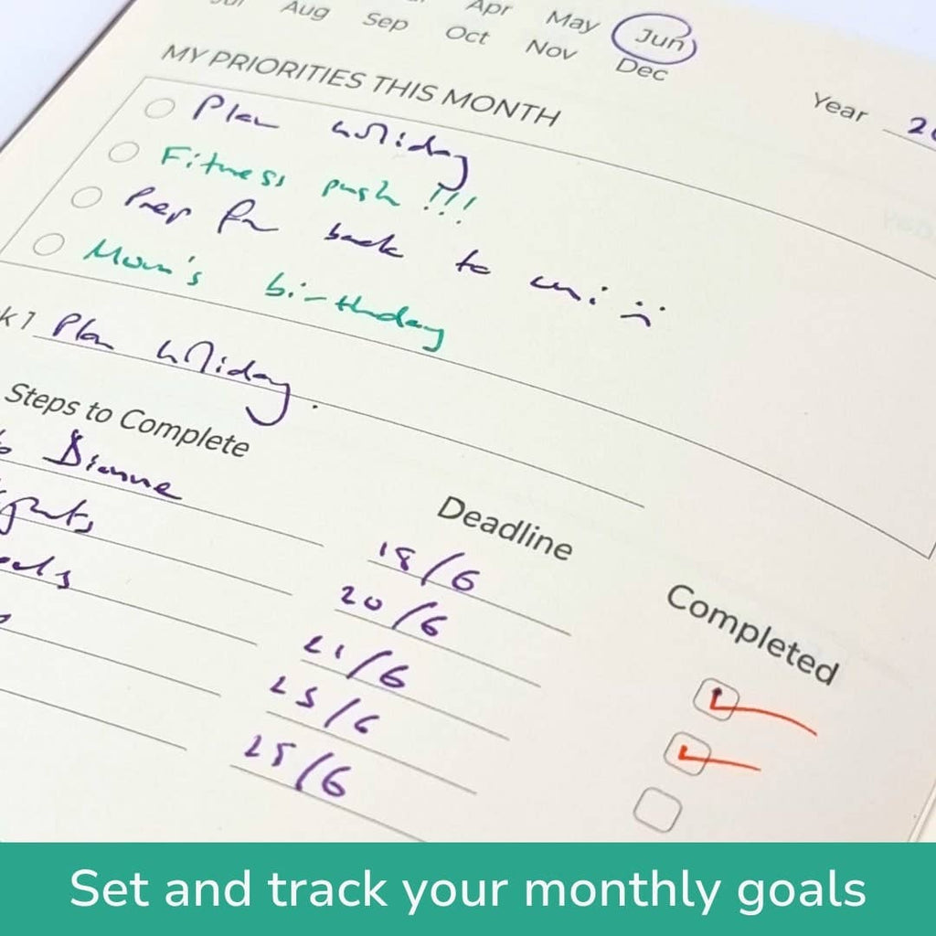Undated Yearly Productivity Planner - Green