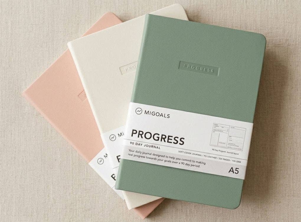 MiGoals A5 Progress Journal — 90 Day, FSC Paper