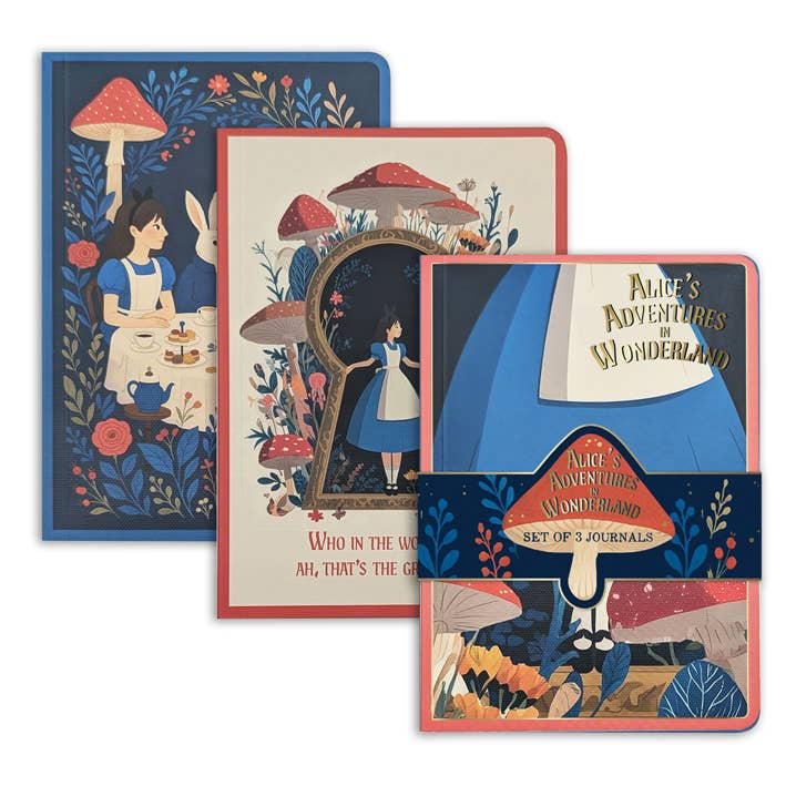 The Reading Room Alice in Wonderland 3x B6 Notebooks