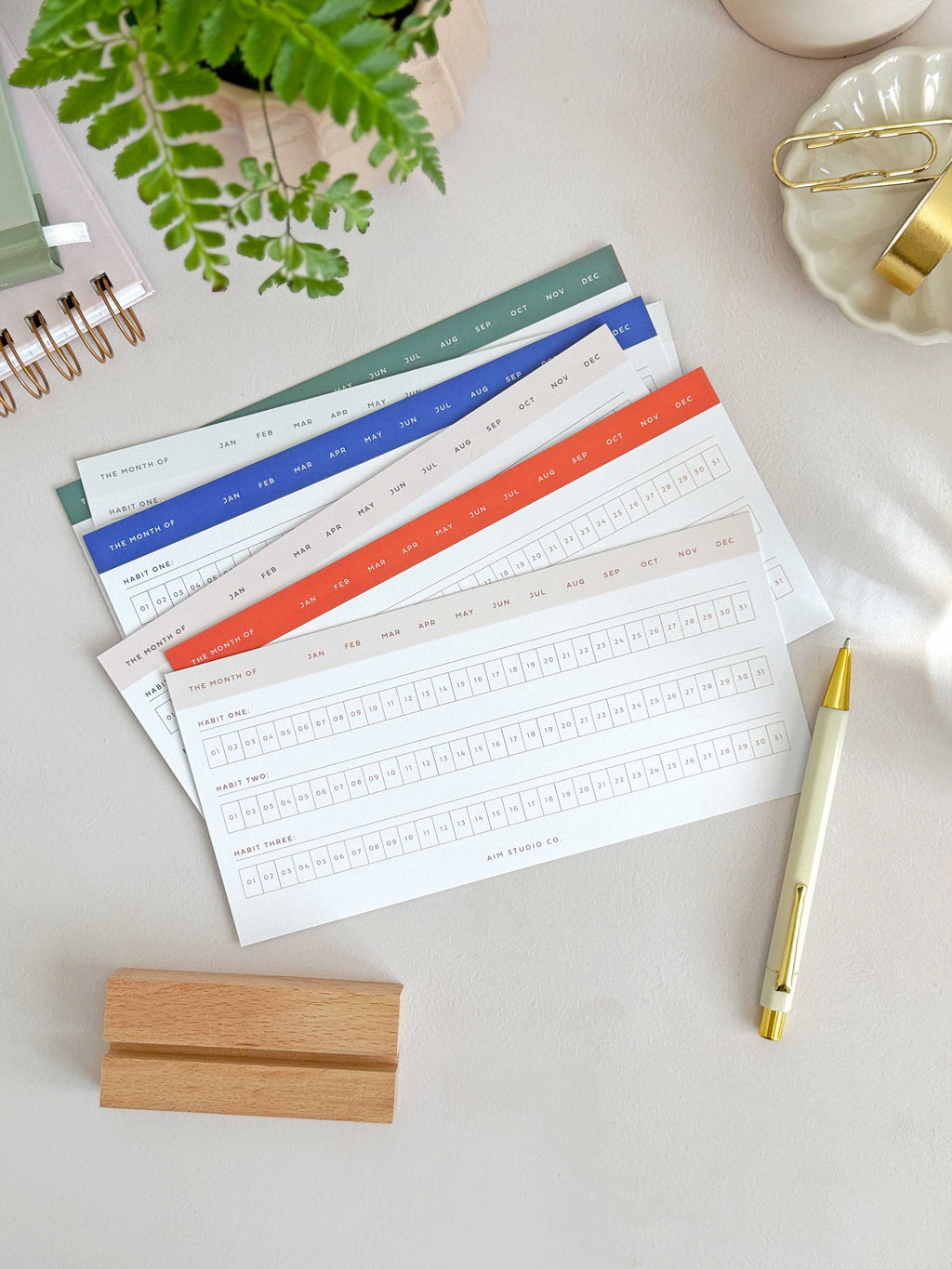 Multi Daily Habit Tracker Cards with Wooden Holder