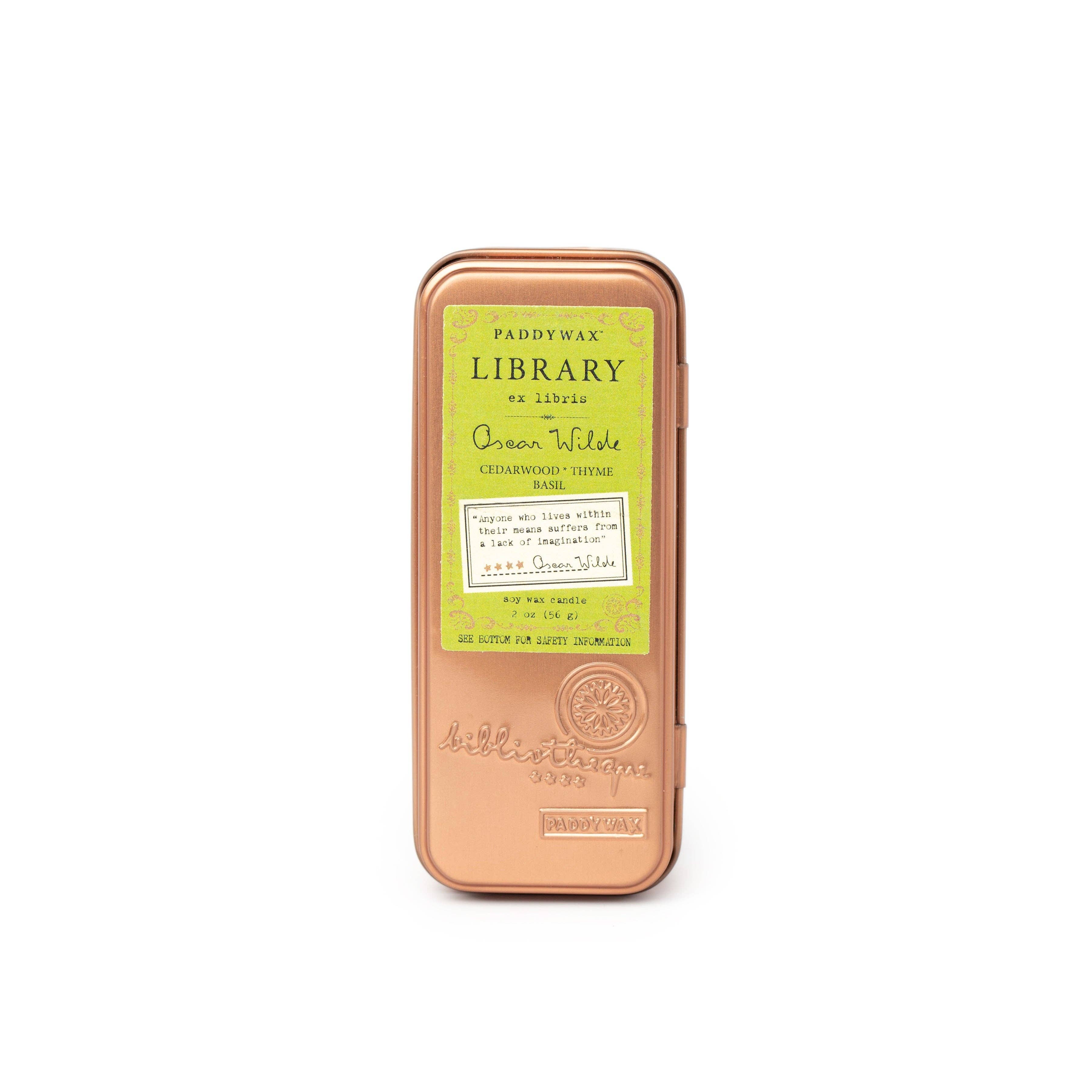 Library Candle Two Wick Travel Tin - Oscar Wilde
