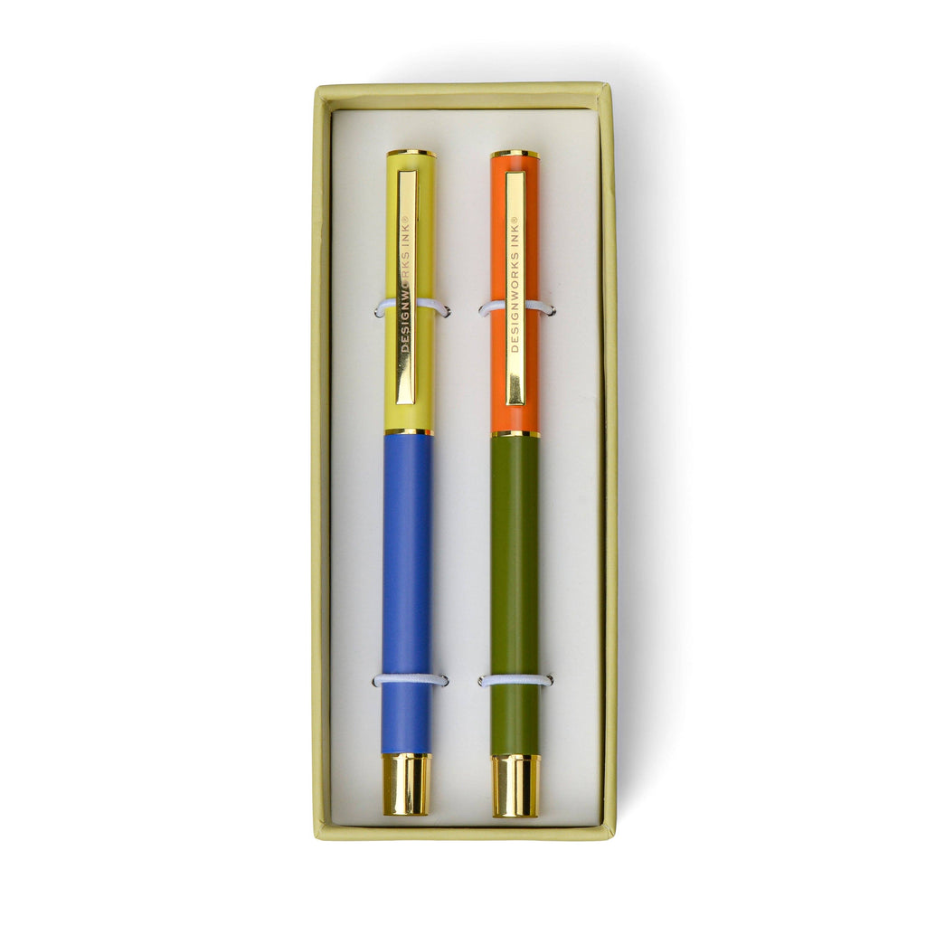 Colour Block Pens - Cobalt & Green (Set 2)