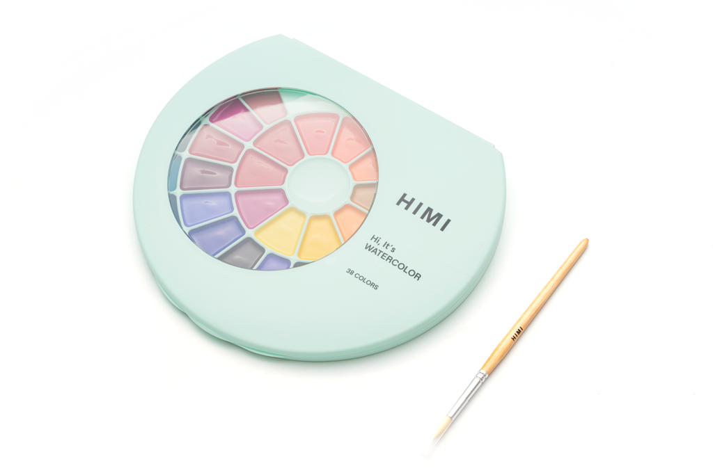 HIMI Semi-Moist Watercolour Set, 38 Pans, Brush