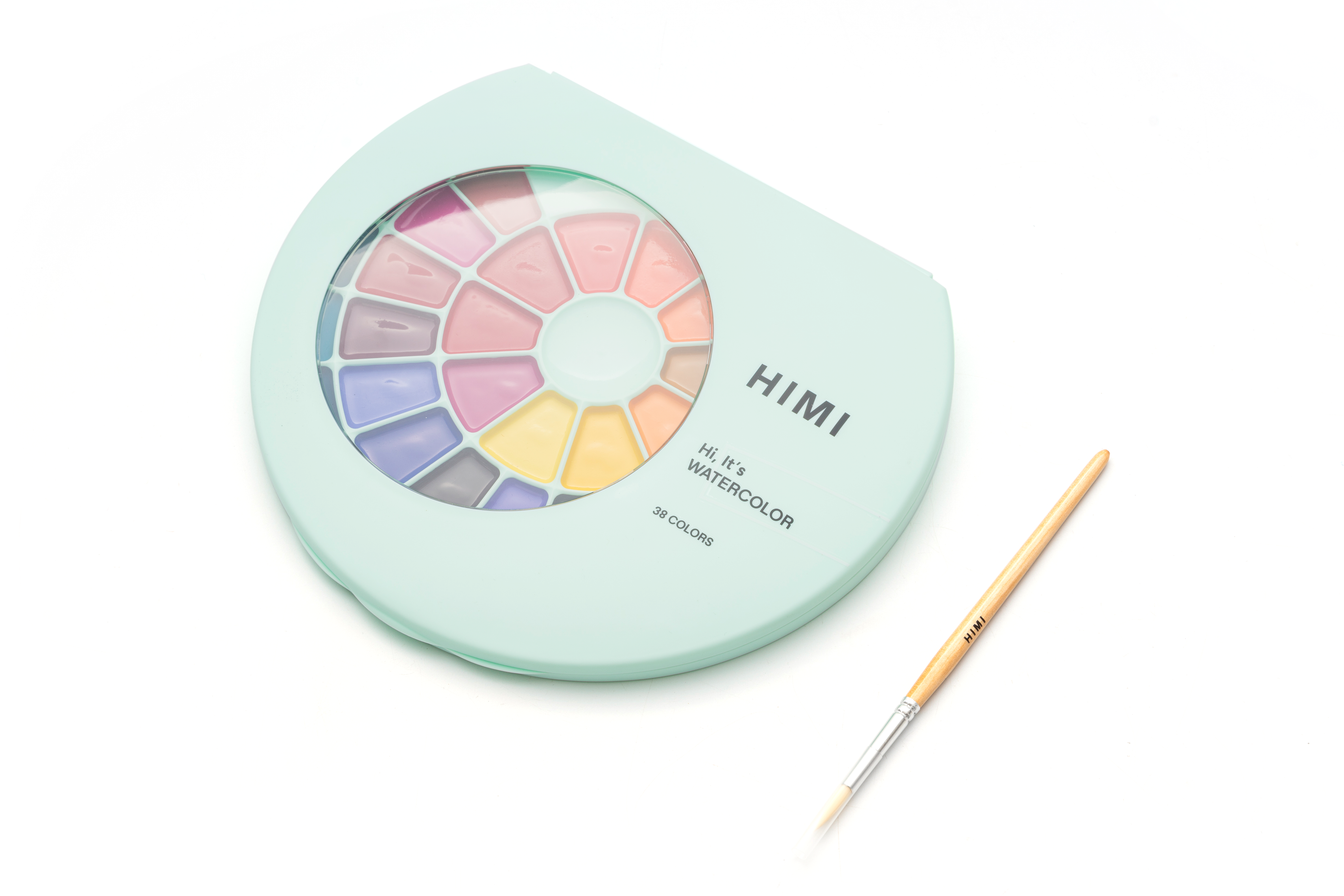 HIMI Semi-Moist Watercolour Set, 38 Pans, Brush