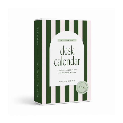 2027 Desk Calendar with Wooden Holder - Candy Stripe