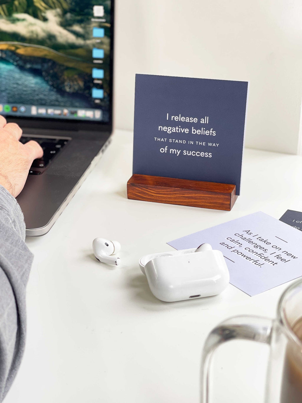 Positive Affirmation Card Pack for Men with Wooden Holder