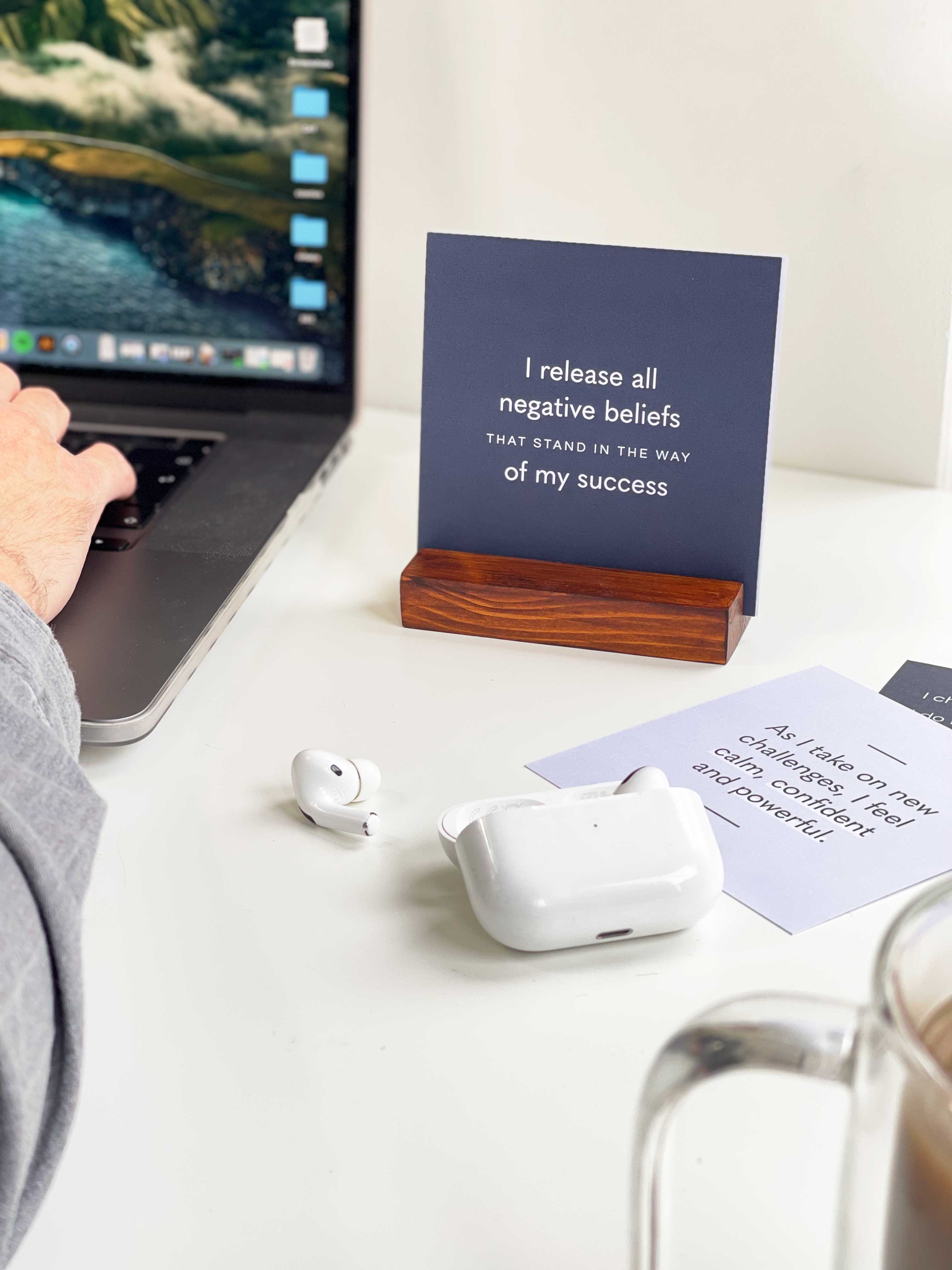 Positive Affirmation Card Pack for Men with Wooden Holder
