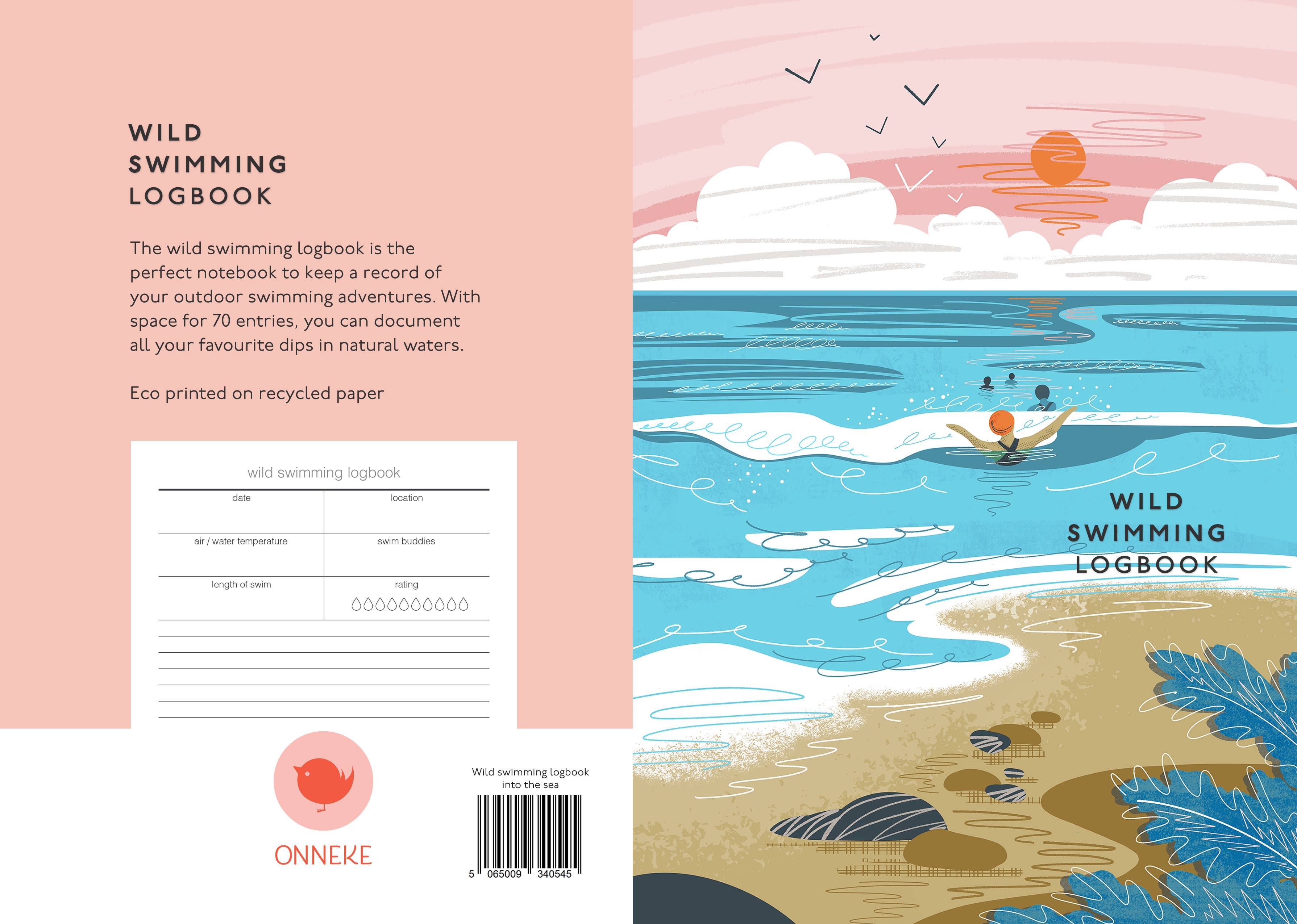 Wild swimming logbook into the sea - sea swimming notebook