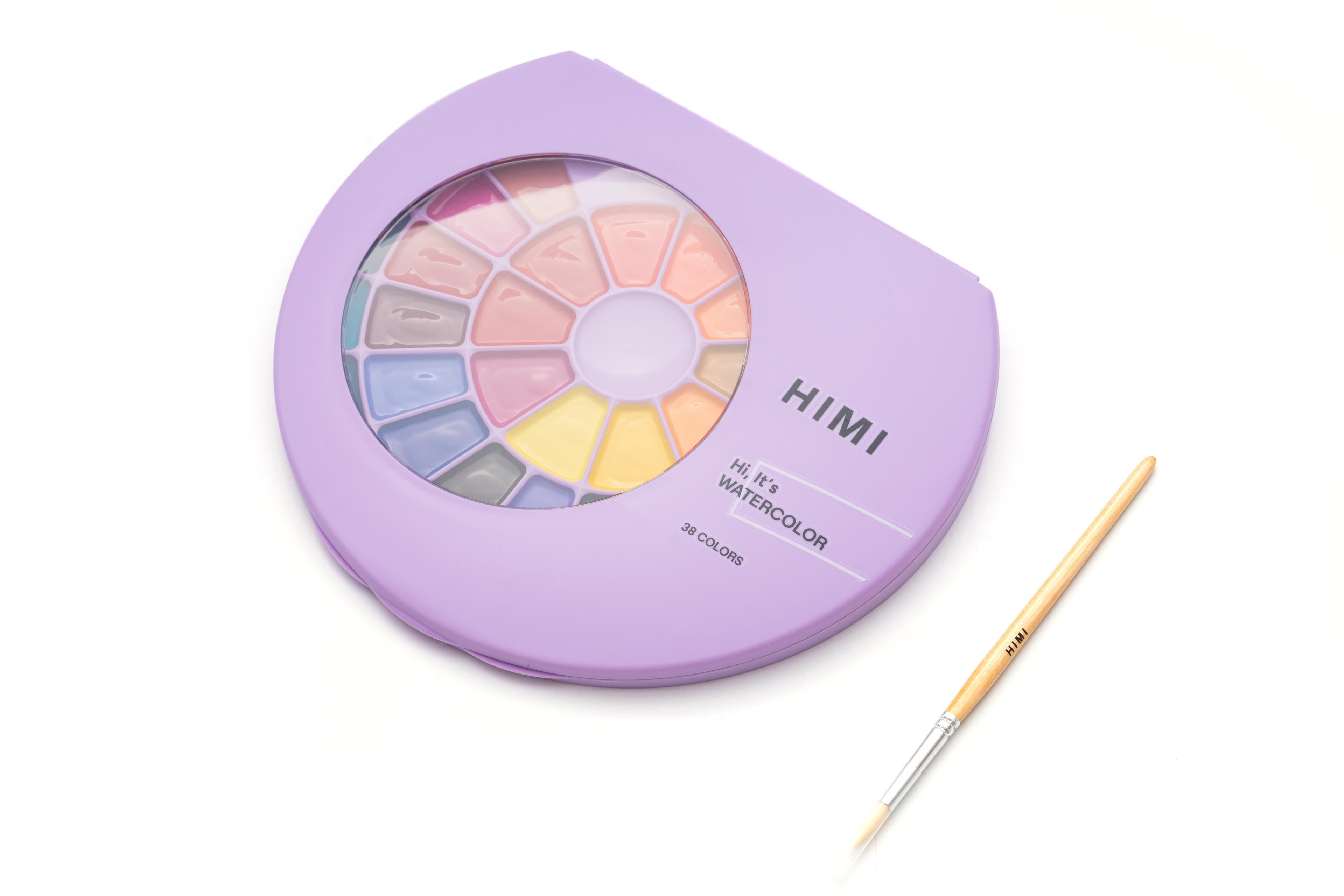 HIMI Semi-Moist Watercolour Set, 38 Pans, Brush