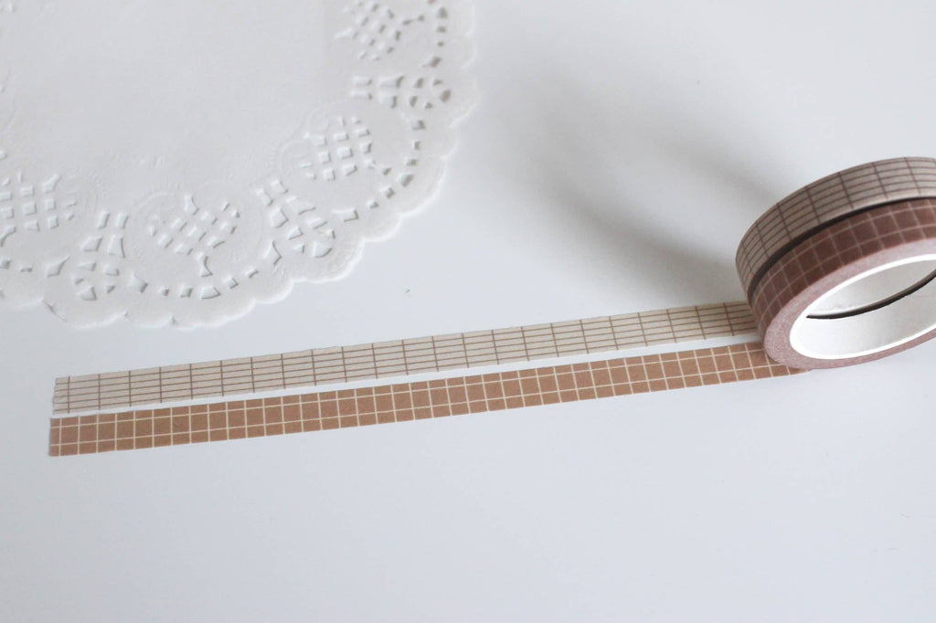 Parchment and Ash Mini Grid Washi Tape Set, Note & Wish Washi