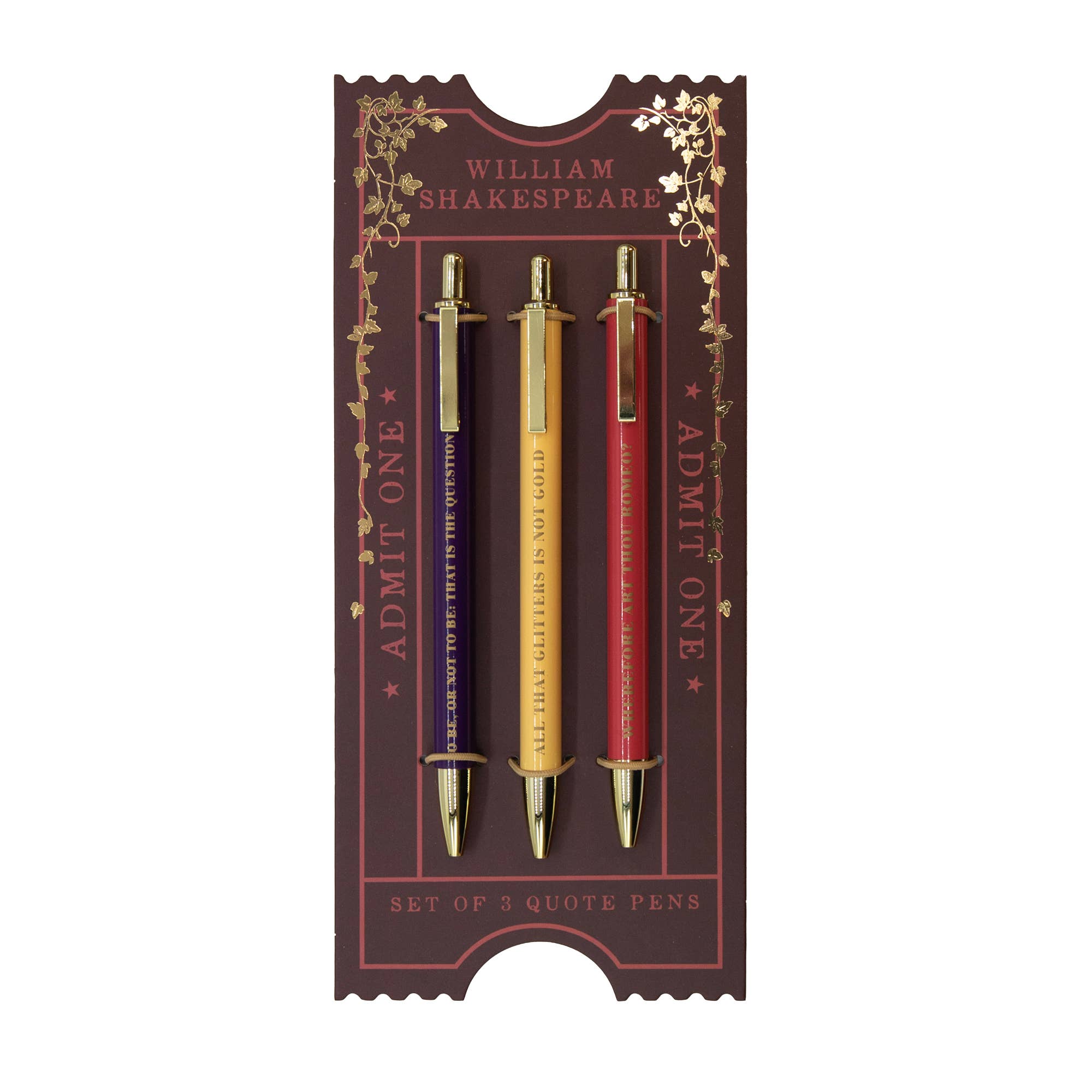The Reading Room Shakespeare Set of 3 Pens
