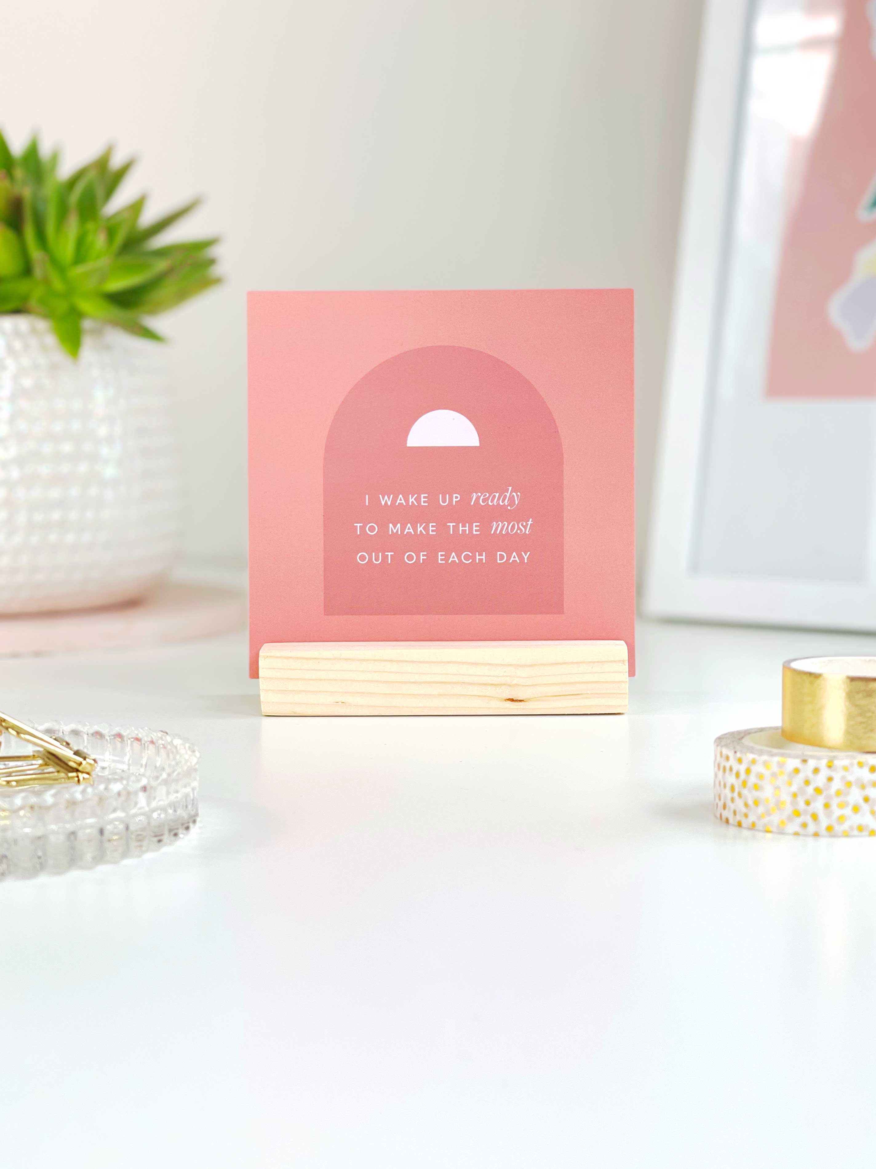 'I am' Affirmation Card Bundle with Wooden Holder