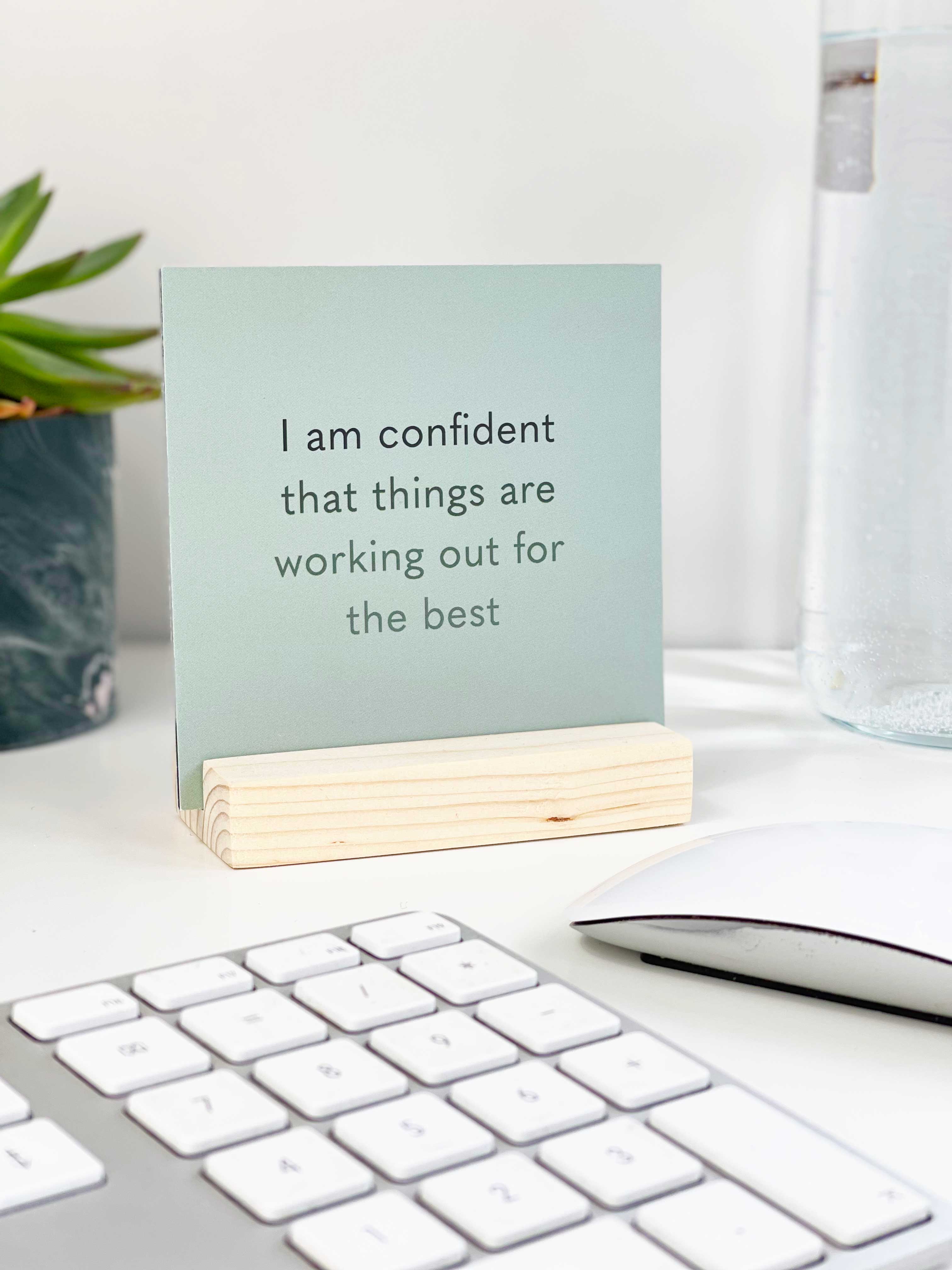 Positive Affirmation Card Pack for Men with Wooden Holder