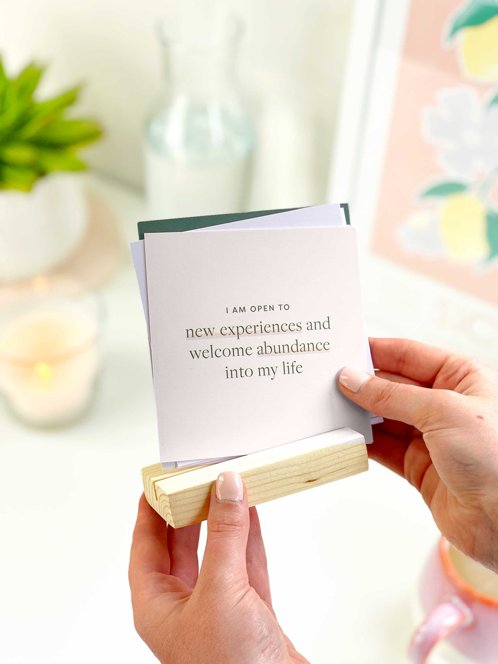 'I am' Affirmation Card Bundle with Wooden Holder