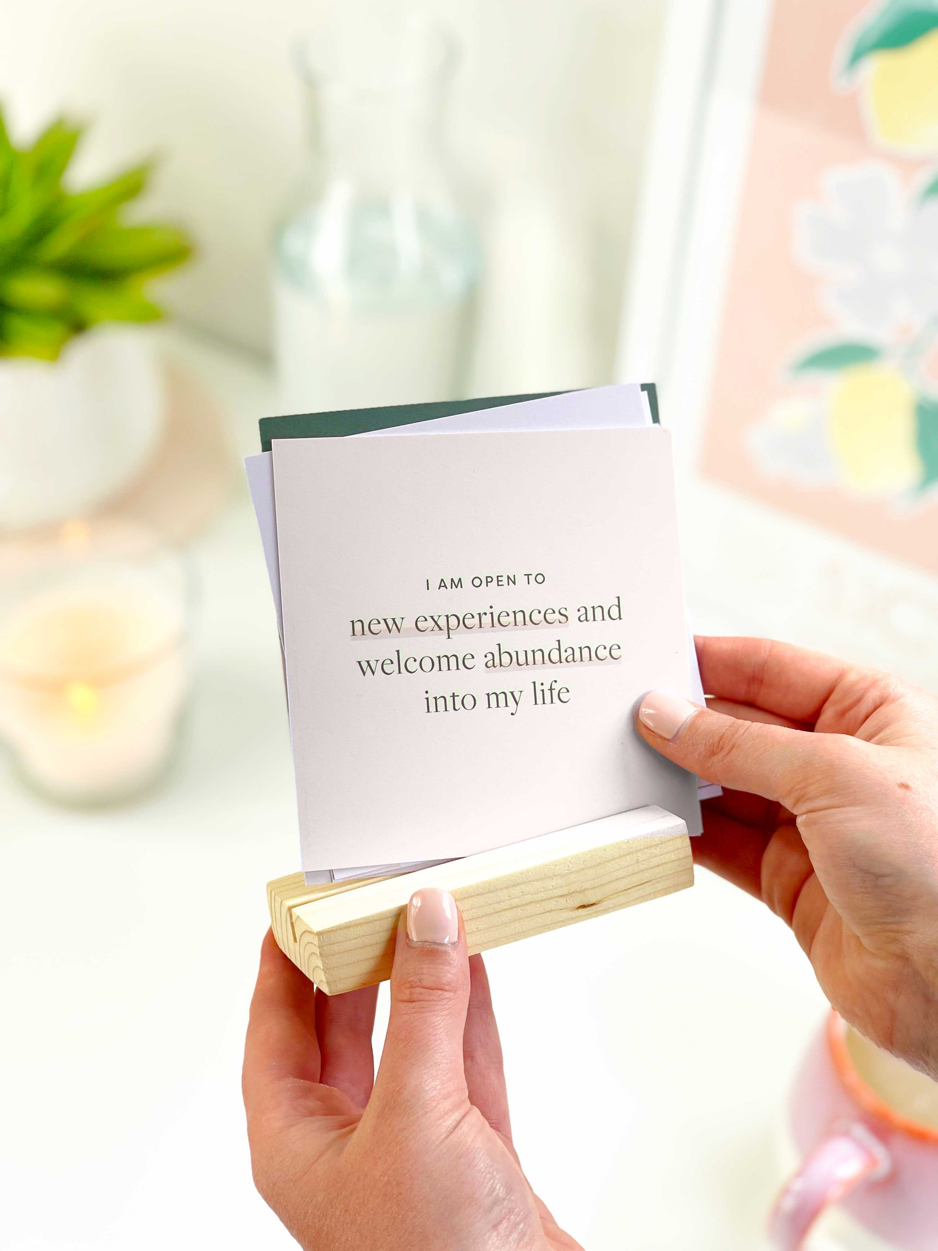 'I am' Affirmation Card Bundle with Wooden Holder