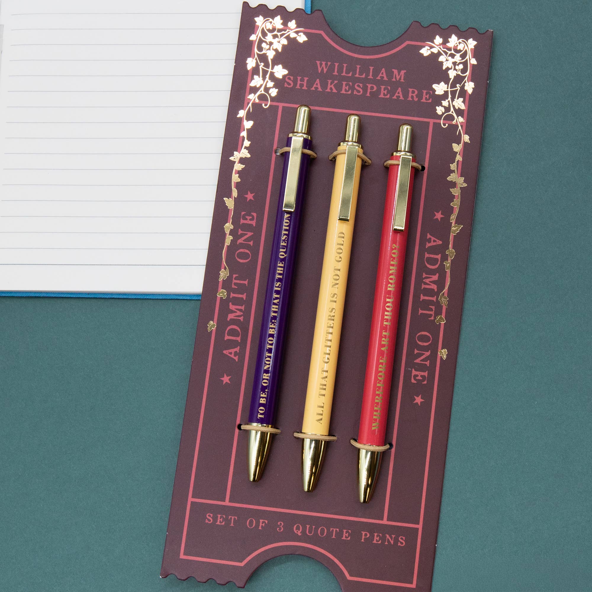 The Reading Room Shakespeare Set of 3 Pens