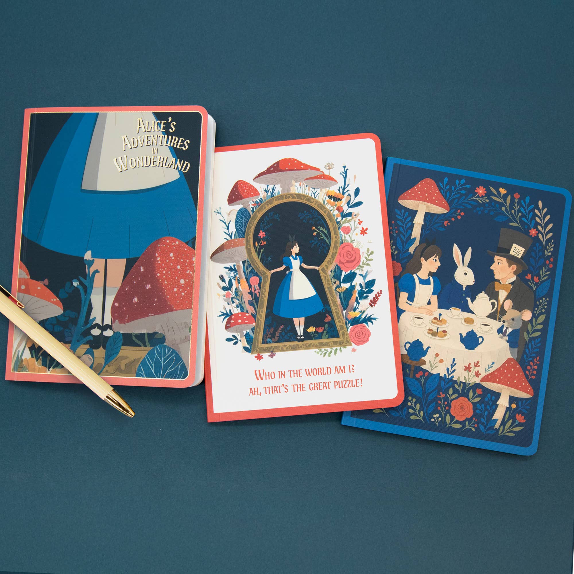 The Reading Room Alice in Wonderland 3x B6 Notebooks