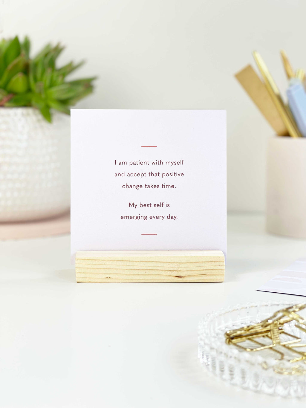 'I am' Affirmation Card Bundle with Wooden Holder