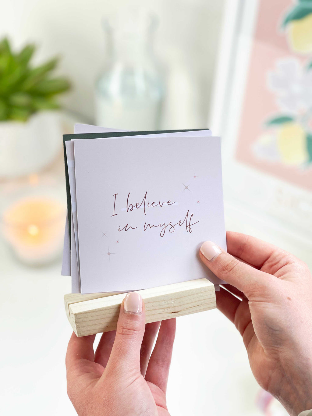 'I am' Affirmation Card Bundle with Wooden Holder