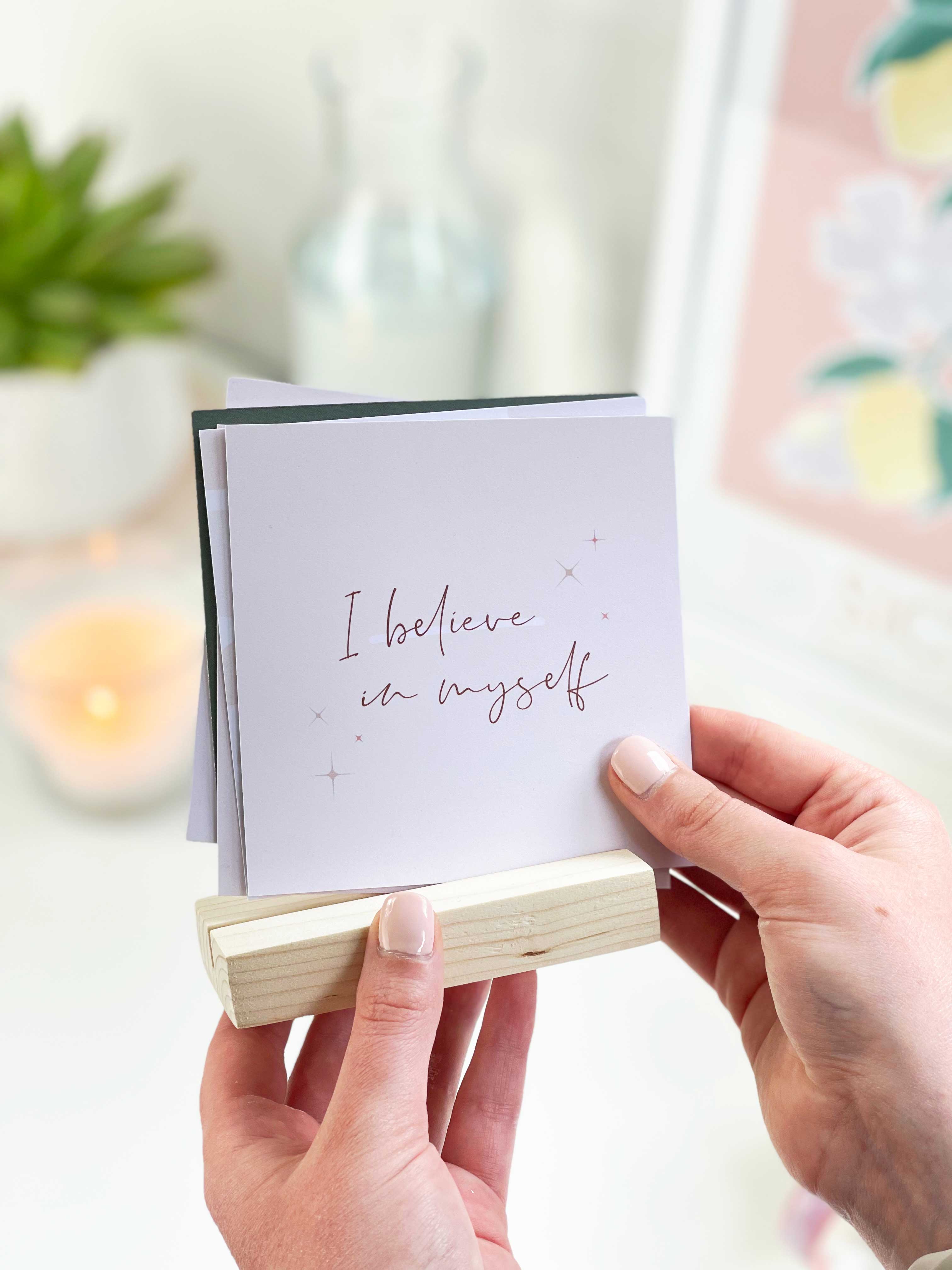 'I am' Affirmation Card Bundle with Wooden Holder