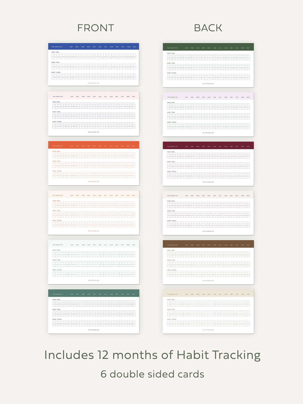 Multi Daily Habit Tracker Cards with Wooden Holder