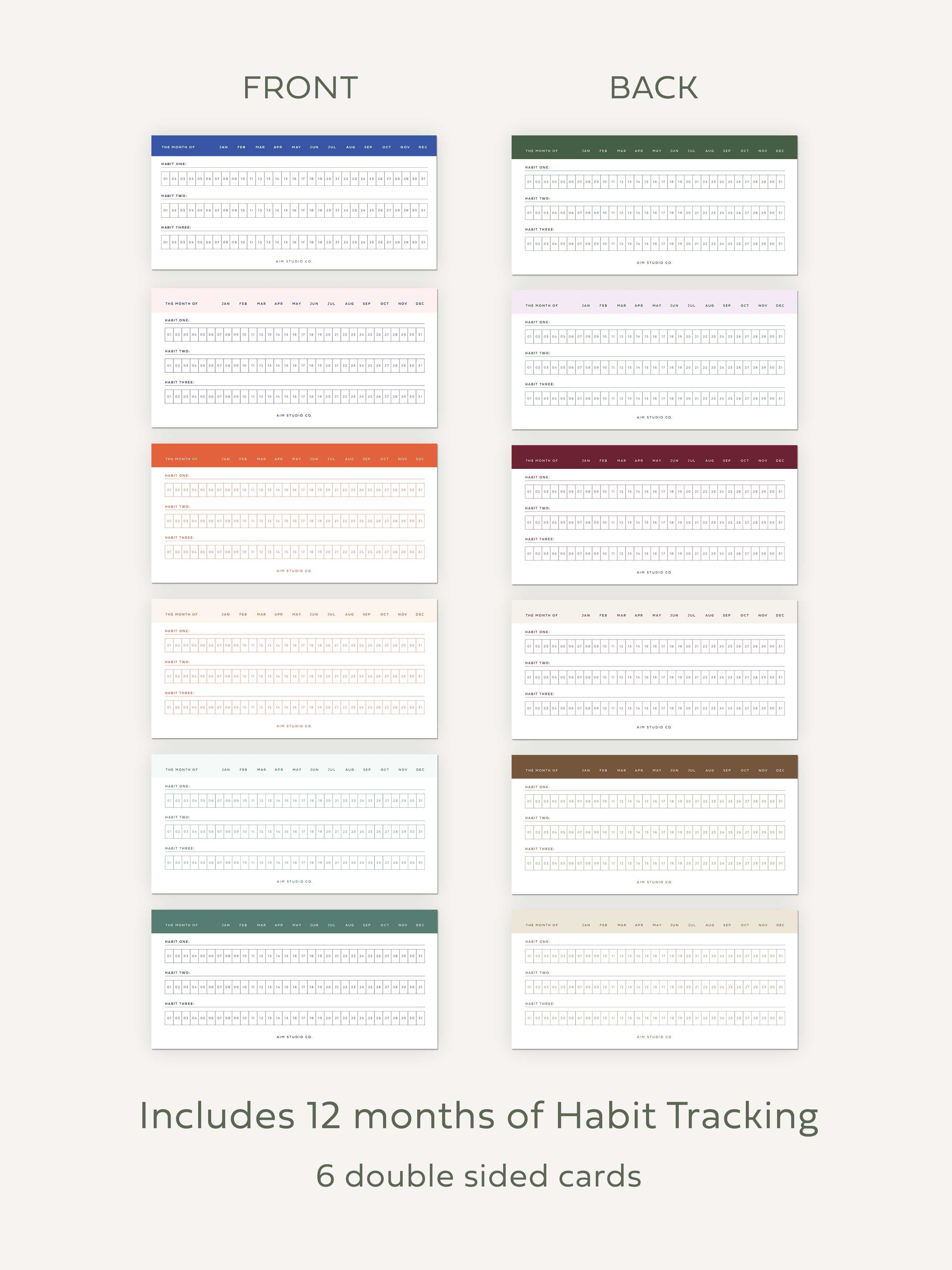 Multi Daily Habit Tracker Cards with Wooden Holder