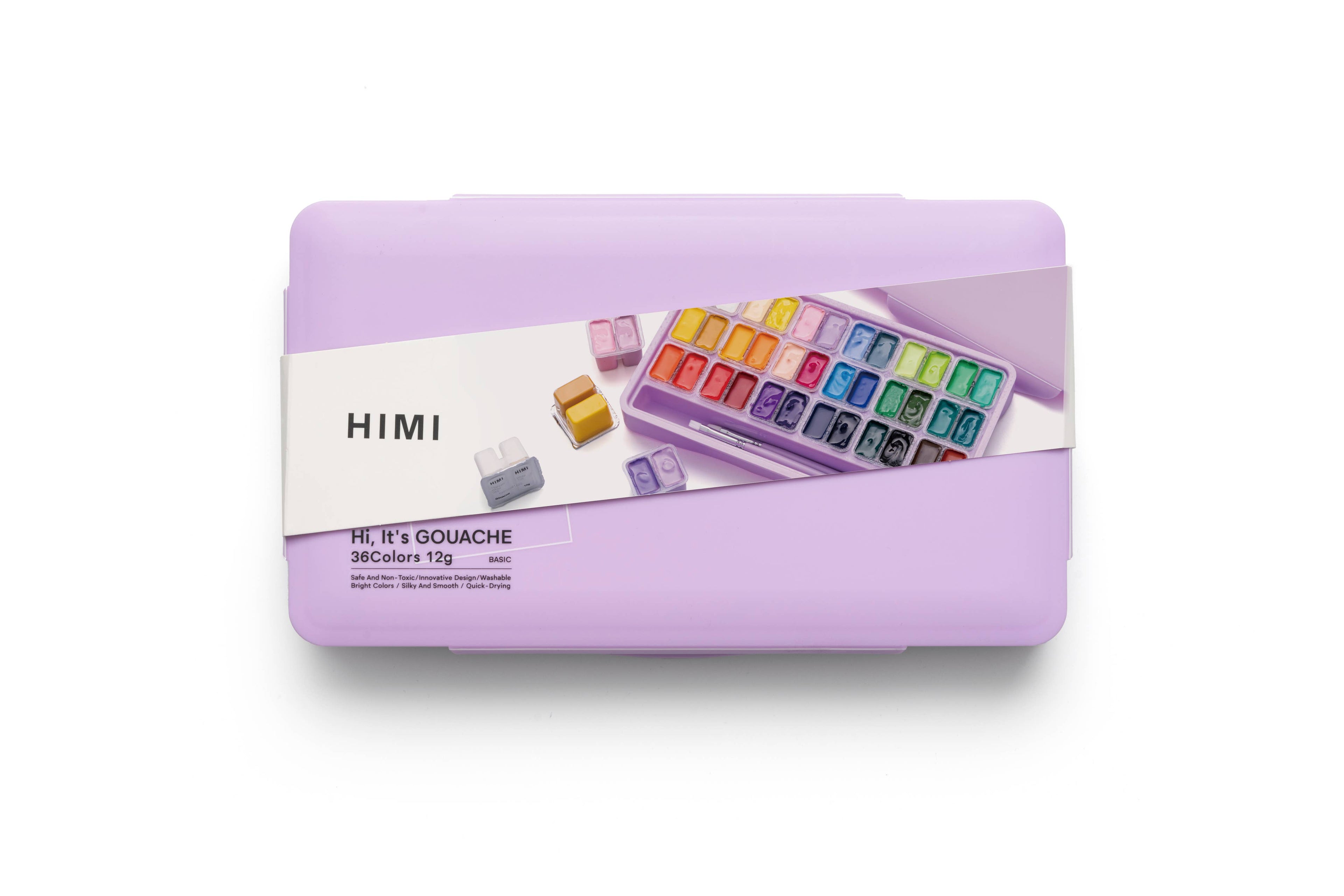 HIMI Twin Cup Gouache Set 36 Paint Colours, Purple Case