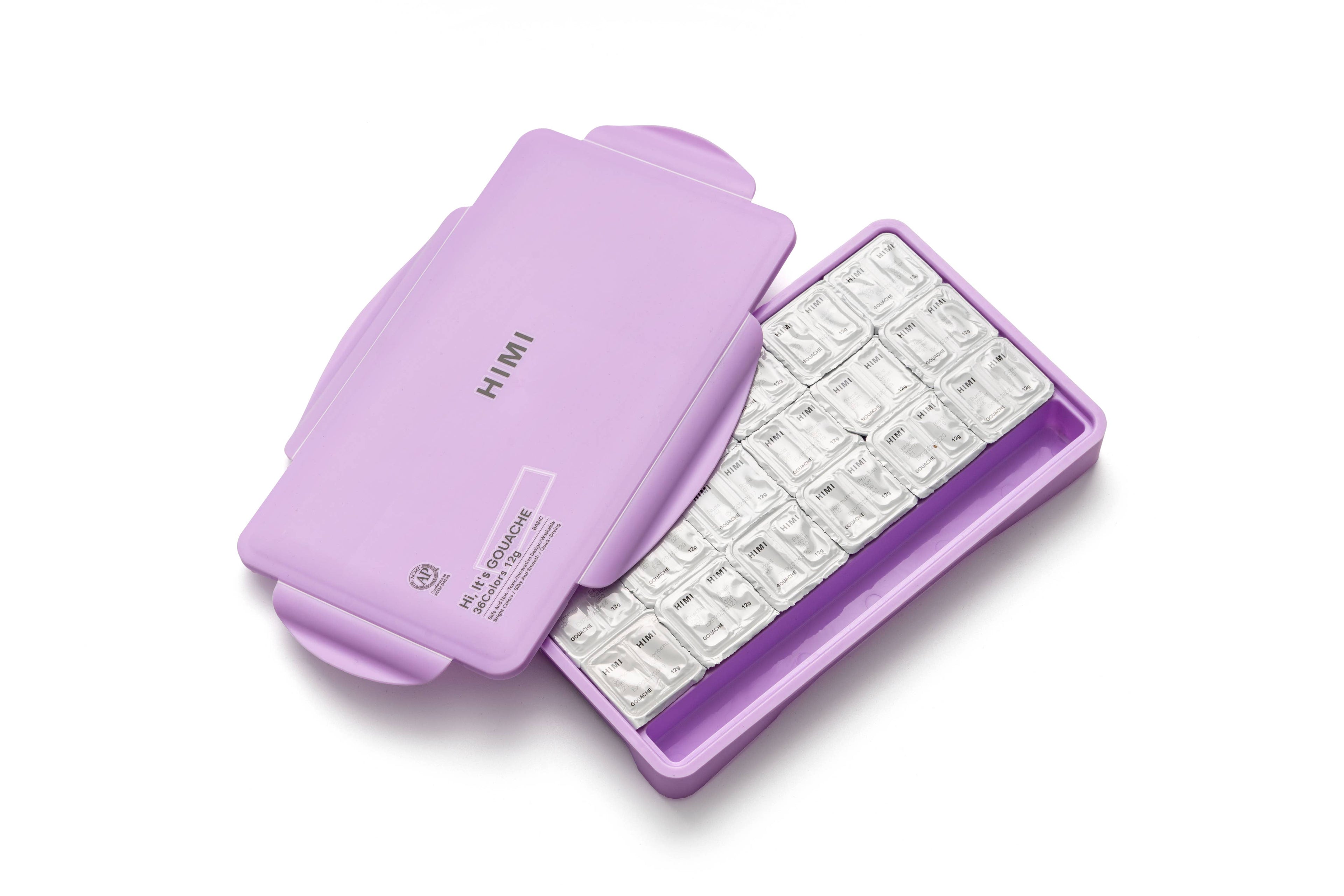 HIMI Twin Cup Gouache Set 36 Paint Colours, Purple Case