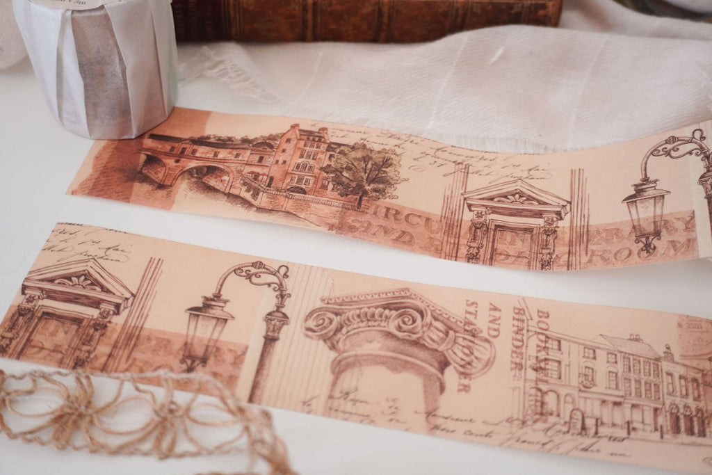 Wide Vintage Washi Tape for Collaging - Architect's Inkwell