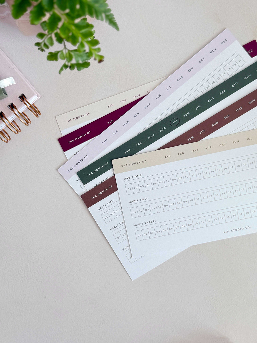 Multi Daily Habit Tracker Cards with Wooden Holder