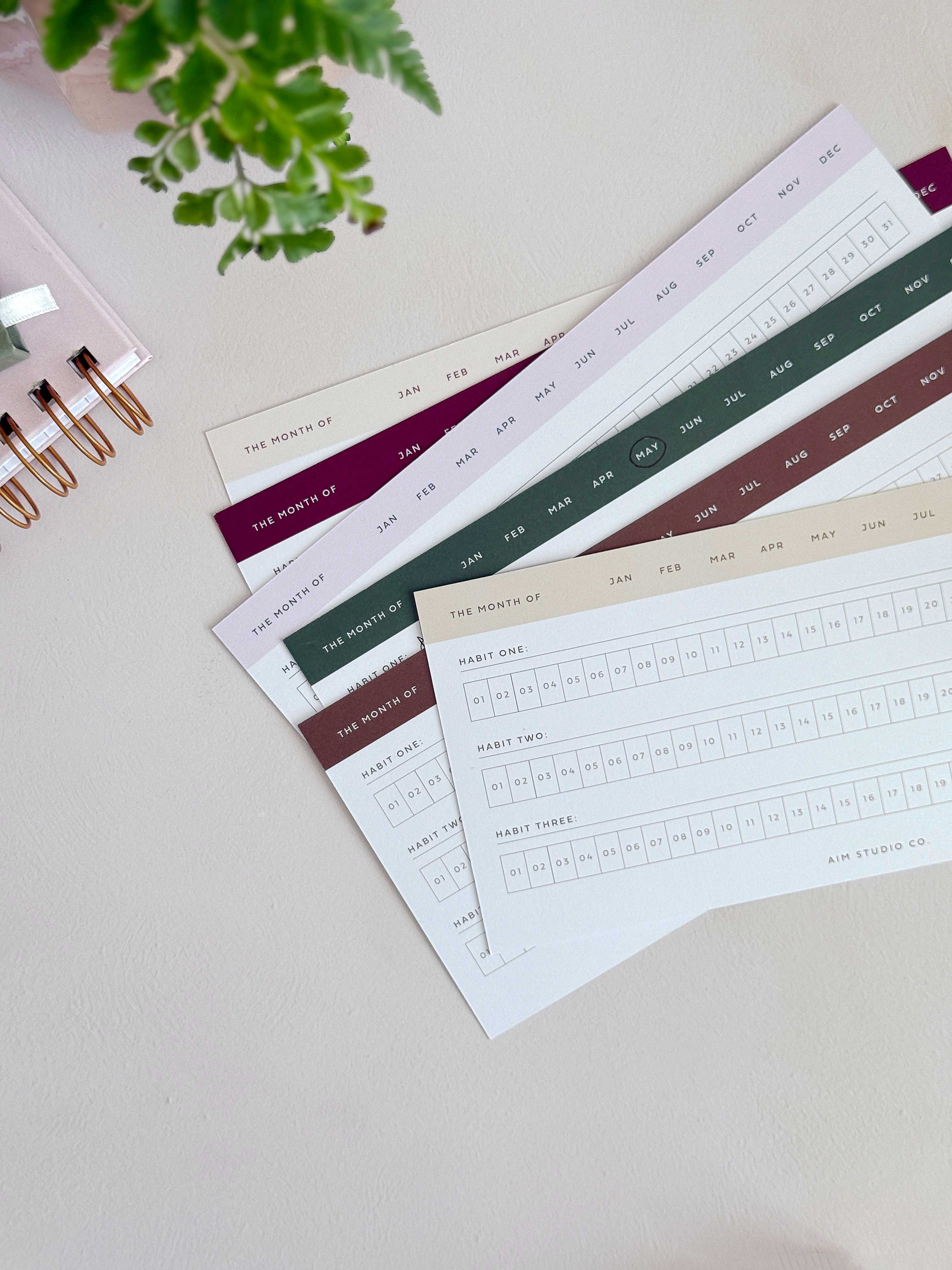 Multi Daily Habit Tracker Cards with Wooden Holder