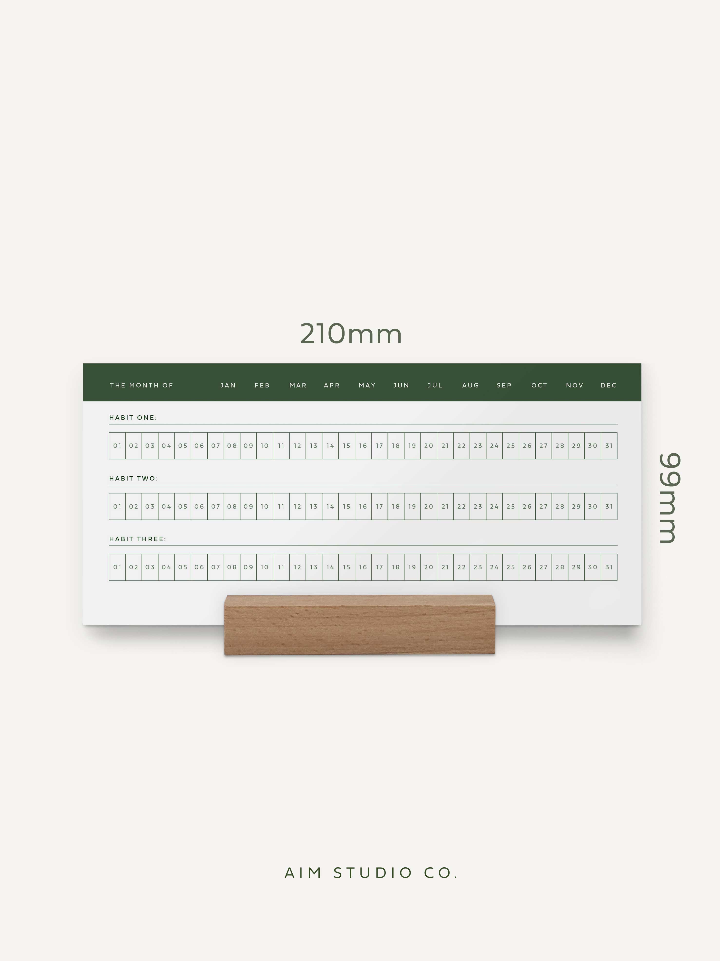 Multi Daily Habit Tracker Cards with Wooden Holder